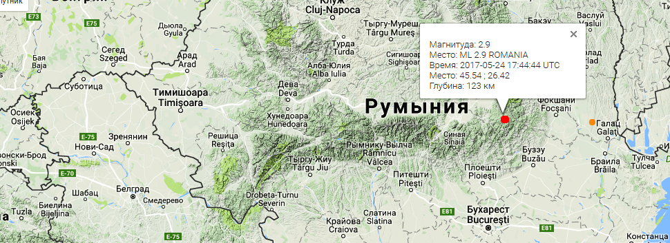 В Измаил из Румынии докатились два подземных толчка В Измаил из Румынии докатились два подземных толчка