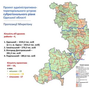 В Минрегионстрое продолжают работу над укрупнением районов Одесской области до четырех